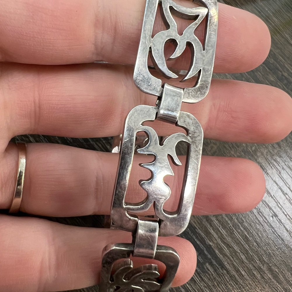 Taxco Mexico 925 Sterling Silver Link Bracelet 38.9G - Picture 8 of 15